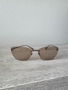 CHANEL Rimless Titanium Gold Cat Eye Sunglasses, 4286-T